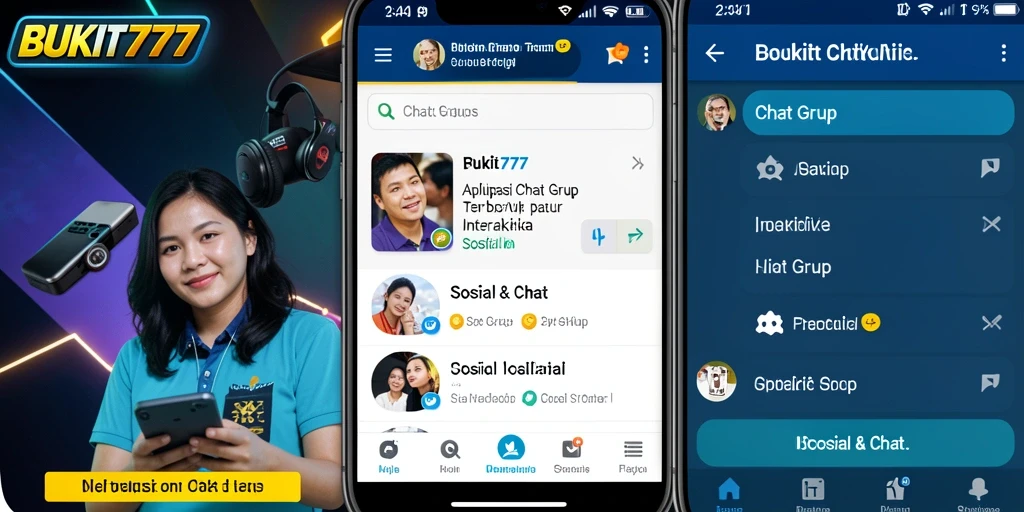 Antarmuka BUKIT777 dengan tampilan grup chat yang menarik dan mudah digunakan.
