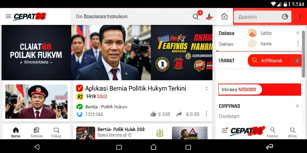 Tampilan antarmuka aplikasi CEPAT88 untuk berita politik dan hukum.