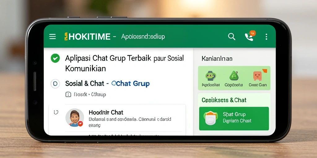 Tampilan antarmuka HOKITIME dengan fitur Chat Grup yang interaktif.