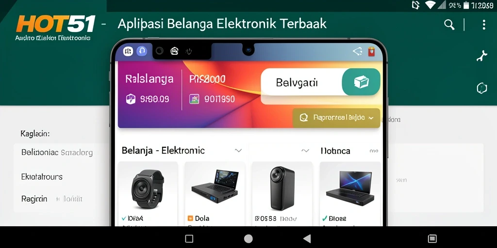 Antarmuka aplikasi HOT51 yang user-friendly untuk belanja elektronik.