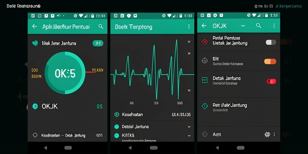 Tampilan antarmuka aplikasi OKJK untuk memantau detak jantung.