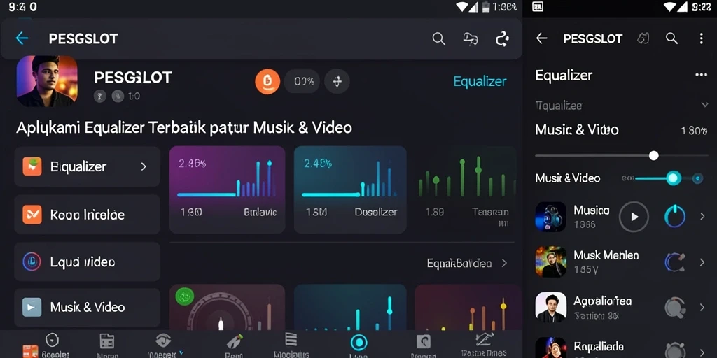 Screenshot utama PESGSLOT menampilkan antarmuka pengguna aplikasi Equalizer yang intuitif.