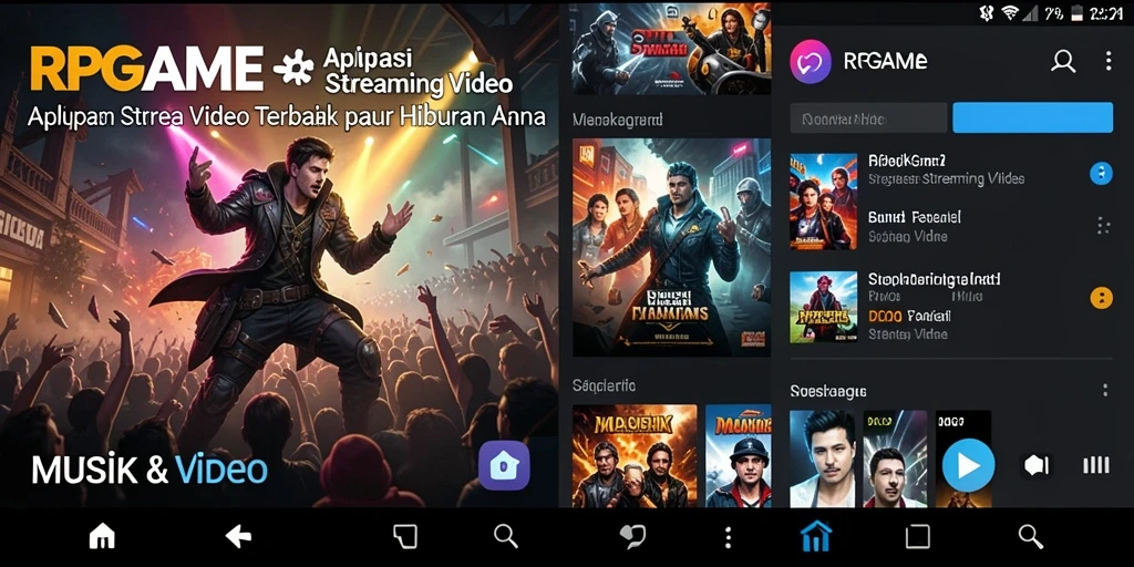 Tampilan antarmuka RPGAME yang sederhana dan menarik untuk Streaming Video.